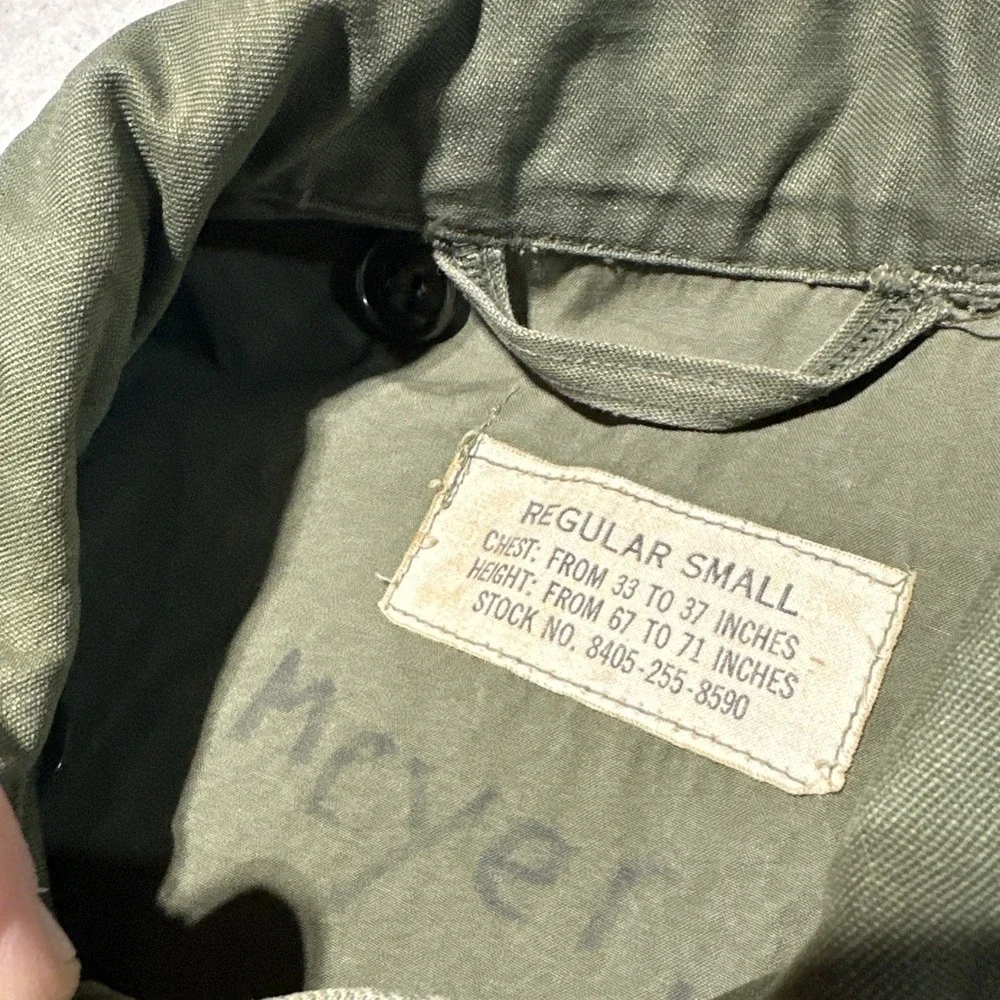 VTG Vietnam War US Coat Man's Cotton Wind Resistant Sateen 9 OZ OG 107 1960s SM - Picture 4 of 15
